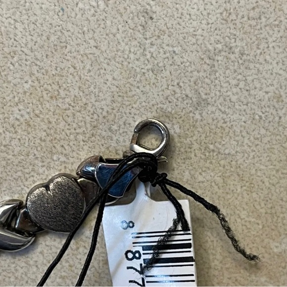 925 Silver Sterling Silver Bracelet 7-1.2" Heart X Pattern- Vintage -NWT - Picture 6 of 8